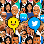 **Prompt 1: The Fast-Paced Evolution of Language through Social Media**
    A vibrant, dynamic illustration depicting the rapid evolution of modern language driven by social media. Diverse individuals, spanning different generations, are engaged in digital communication on smartphones and tablets. Speech bubbles and visual overlays burst with a colorful array of emojis, popular internet abbreviations (like "lol", "POV", "DM"), and quickly appearing and disappearing slang terms. The scene conveys speed, informality, and the dominant role of visual communication, with a high-energy, digital aesthetic that hints at the continuous blend of text and imagery in daily discourse.